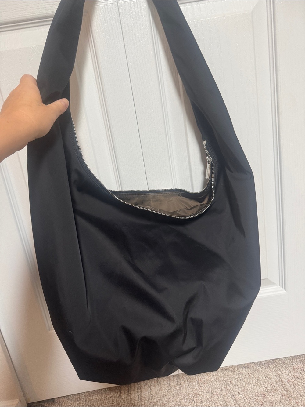 Babaton Black Nylon Shoulder Hobo Bag